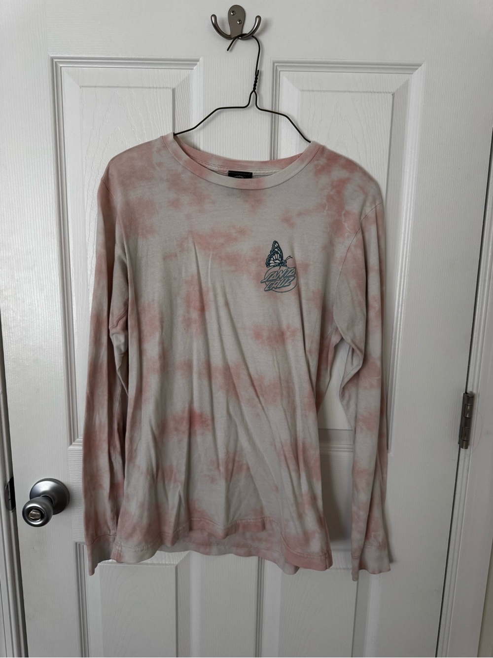 Santa Cruz - Tie-Dye Long Sleeve Tee with Butterfly Graphic - S